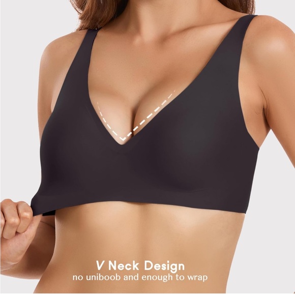 NWT Gailife Deep V Bra -No Underwire, Adjustable, Seamless - Black - Size: Large - Picture 4 of 7